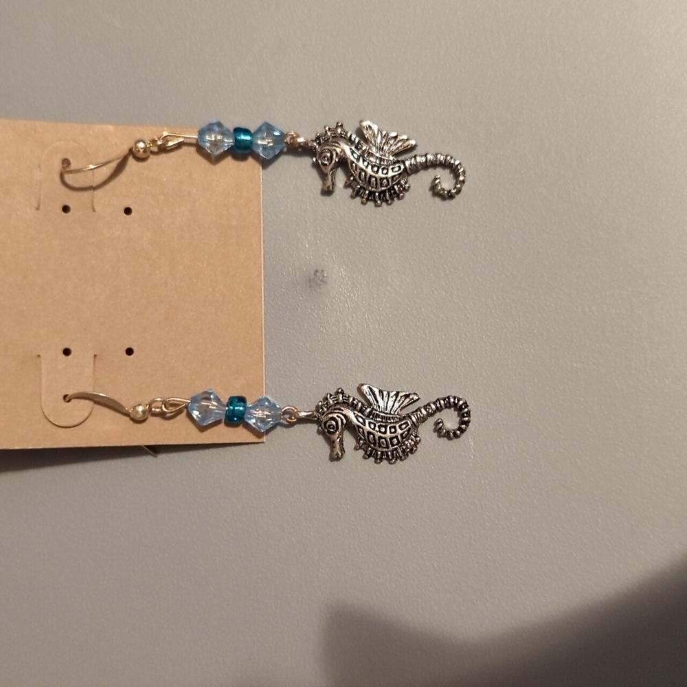 Dangle seahorse earrings handmade